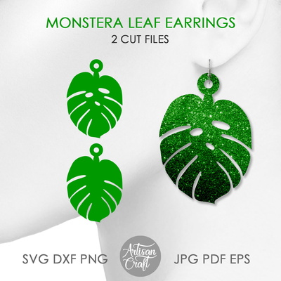 龜背竹耳環 svg，龜背竹葉耳環，夏季耳環 - Artisan Craft - 001