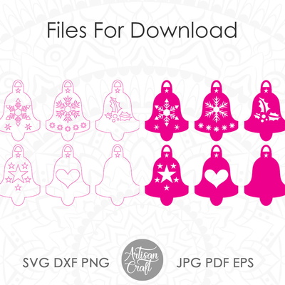 聖誕鈴鐺 svg，雷射就緒文件，單線設計 - Artisan Craft - 005