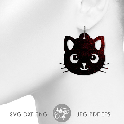 Cat earrings SVG | cute cat earrings - Artisan Craft - 002