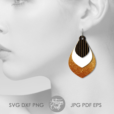 淚珠耳環 svg，心形鏤空，疊層耳環 - Artisan Craft - 004