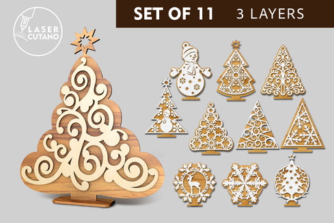 Christmas Decorative Stand Set of 11 Christmas Decorative Stand Set of 11 - LaserCutano - 001