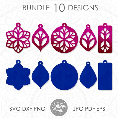 花朵耳環 svg |幾何耳環 - Artisan Craft - 001