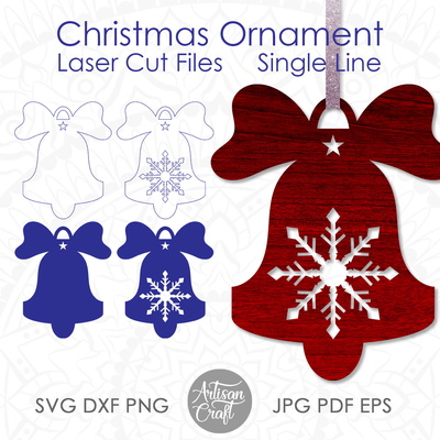 鈴鐺聖誕飾品，svg，單線 svg - Artisan Craft - 001