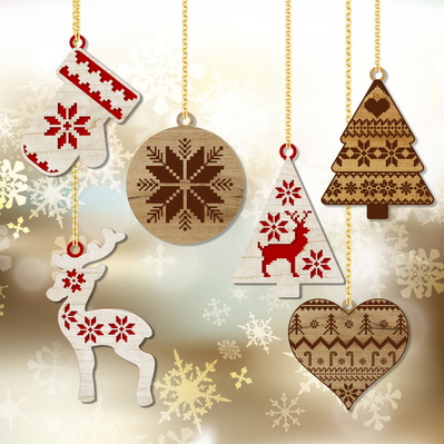 Christmas Folk Ornaments Set - LaserCutano - 003