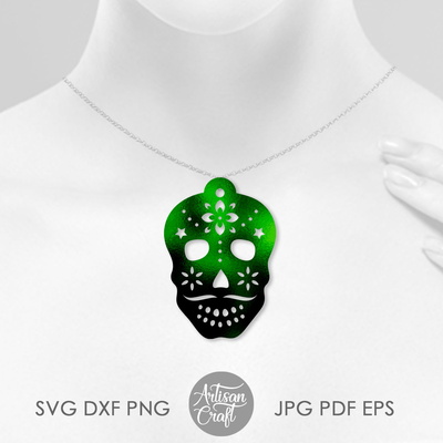 頭骨耳環 svg 顯示糖頭骨 - Artisan Craft - 005