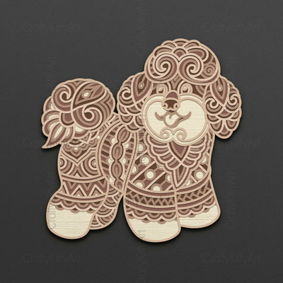 Bichon frise，曼陀羅狗，3d 分層 svg dxf png 文件 - CraftyKittyArt - 001