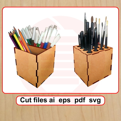 Laser cut SVG template pencil box holder mdf wood template - Daniel San - 001