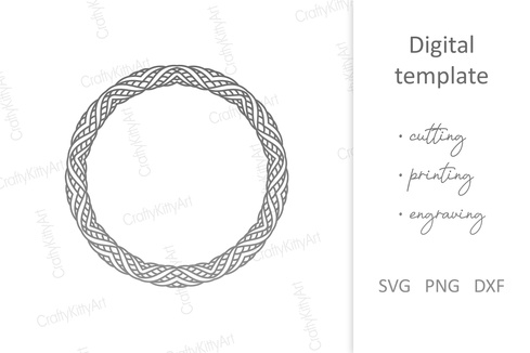 Rope Frame. Round Monogram Celtic Rope. SVG DXF PNG files Rope Frame. Round Monogram Celtic Rope. SVG DXF PNG files - CraftyKittyArt - 001