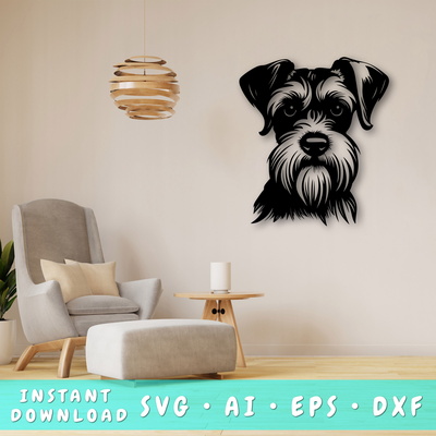Miniature Schnauzer Laser SVG - HappyDesignStudio - 001