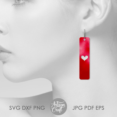 帶有心形的條形耳環 svg 雷射切割文件 - Artisan Craft - 005