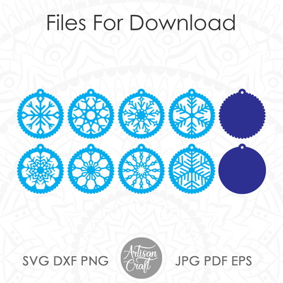 Snowflake earrings SVG, laser cut earrings, Christmas  - Artisan Craft - 006