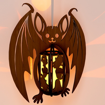 萬聖節蝙蝠燭台雷射切割模板 - LaserCutano - 002