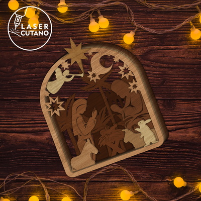 聖誕節耶穌誕生場景模板 - LaserCutano - 003