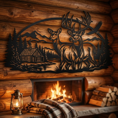 Deer Family Metal Wall Art SVG | Wildlife Plasma Cut File - HappyDesignStudio - 002