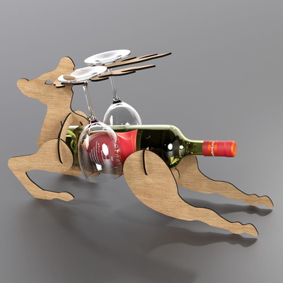 Wine and glasses rack Deer for housewarming gift  - LazerCutPro - 005