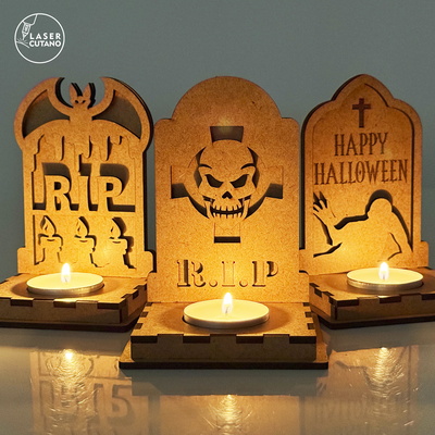 萬聖節墓碑燭台 | 雷射切割茶燈 - LaserCutano - 002