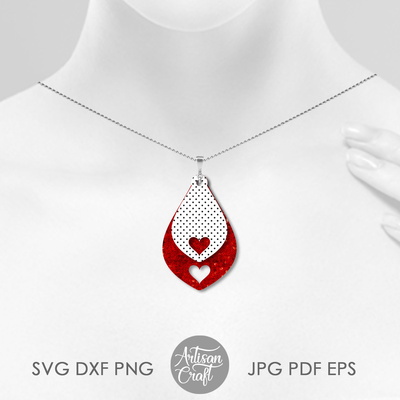 淚珠耳環 svg，心形鏤空，疊層耳環 - Artisan Craft - 002