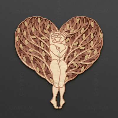愛之樹，心樹，3d 分層 svg dxf png 文件 - CraftyKittyArt - 001