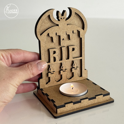 萬聖節墓碑燭台 | 雷射切割茶燈 - LaserCutano - 005