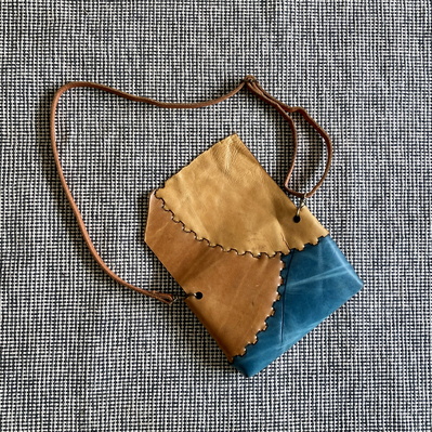 拼接皮革小皮包