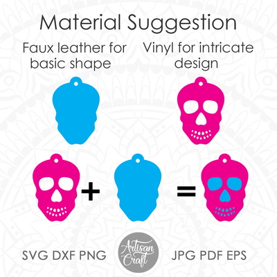用於製作糖頭骨首飾的骷髏耳環 svg - Artisan Craft - 005
