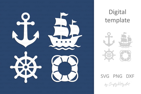 Sailor Laser Paper cutting SVG: Anchor, Ship Wheel, Lifebuoy Sailor Laser Paper cutting SVG: Anchor, Ship Wheel, Lifebuoy - CraftyKittyArt - 001
