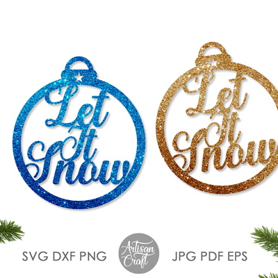 讓它下雪聖誕飾品，單線 svg，雷射切割 - Artisan Craft - 002