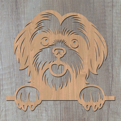 偷看西施犬雷射 svg，可愛的狗雷射切割 - HappyDesignStudio - 002