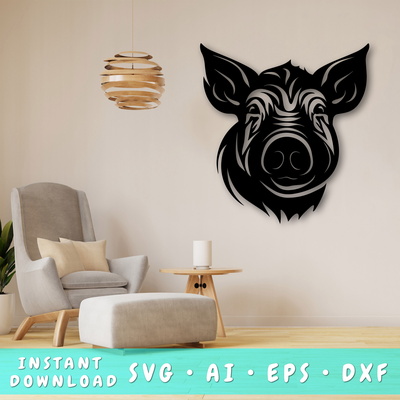 Pig Laser SVG - HappyDesignStudio - 001