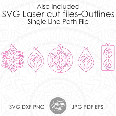 花朵耳環 svg |幾何耳環 - Artisan Craft - 005