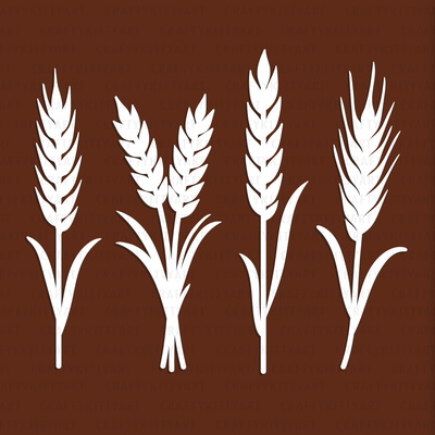 Wheat Laser Paper cutting SVG: Wheat stalk, Wheat ear - CraftyKittyArt - 001