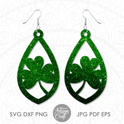 St Patrick' day earring SVG, Shamrock earrings - Artisan Craft - 005