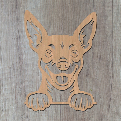 偷看迷你杜賓犬雷射 svg，狗雷射切割設計 - HappyDesignStudio - 002