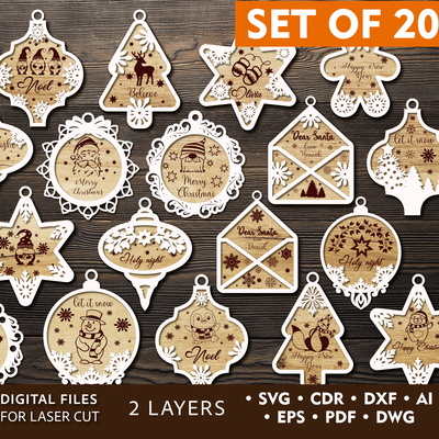Christmas Tree Ornaments Bundle - LaserCutano - 001