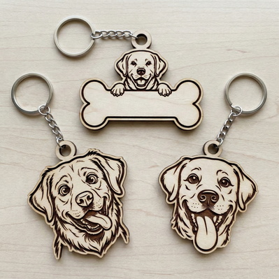 Labrador Retriever Keychain SVG Bundle, 6 Laser Cut Files - HappyDesignStudio - 003