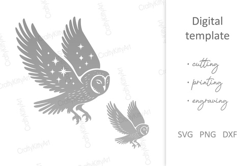 天貓頭鷹 svg。貓頭鷹與星星。魔法穀倉貓頭鷹飛行 天貓頭鷹 svg。貓頭鷹與星星。魔法穀倉貓頭鷹飛行 - CraftyKittyArt - 001