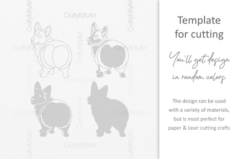 Cute Happy Corgi, Dog Butt, 3D layered SVG DXF PNG files Cute Happy Corgi, Dog Butt, 3D layered SVG DXF PNG files - CraftyKittyArt - 001
