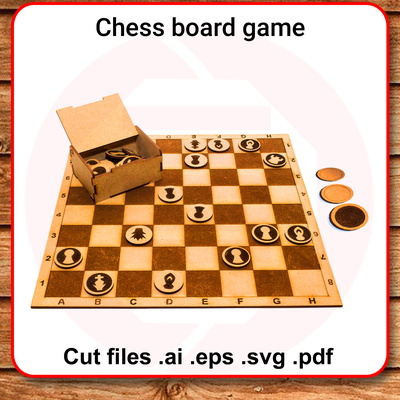  Laser cut Chess board game Christmas gift Glowforge SVG - Daniel San - 001