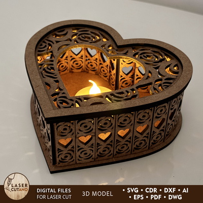 心形燭台 情人節禮物 - LaserCutano - 001