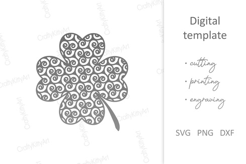 Shamrock. Clover Leaf. St. Patrick's Day SVG DXF PNG files Shamrock. Clover Leaf. St. Patrick's Day SVG DXF PNG files - CraftyKittyArt - 001