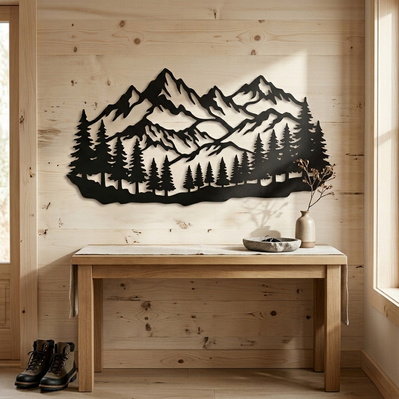 Mountain Forest Metal Wall Art SVG, CNC Plasma Cut File - HappyDesignStudio - 005