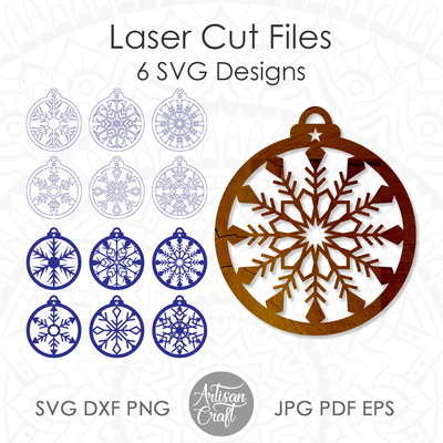 雪花裝飾，用於雷射切割的 svg - Artisan Craft - 001