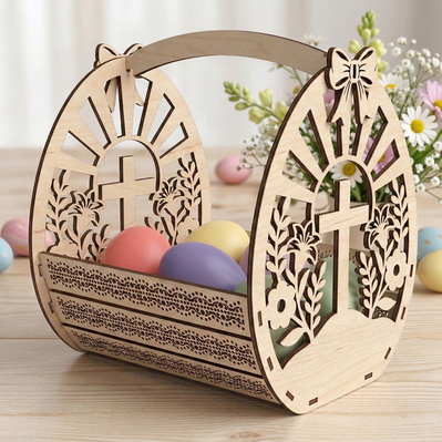 Easter Basket Laser SVG Bundle, 5 Laser Cut Easter Baskets - HappyDesignStudio - 006
