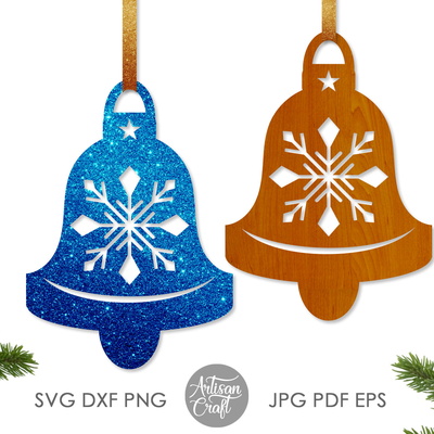 聖誕鈴鐺 svg，雷射切割聖誕裝飾品 - Artisan Craft - 004