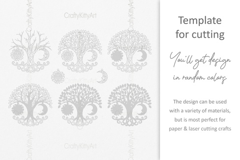 Tree of Life, Boho Sun & Moon, 3D layered SVG DXF PNG files Tree of Life, Boho Sun & Moon, 3D layered SVG DXF PNG files - CraftyKittyArt - 001