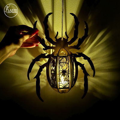 Spider Lantern Set of 4 – Halloween Lamp with Creepy Designs - LaserCutano - 002