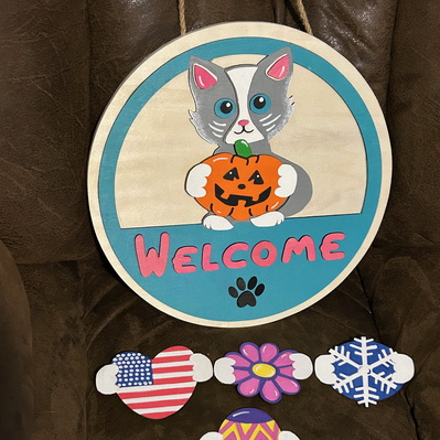 Kitty Cat Interchangeble Door Sign - Oliver Laser Cut Design - 001