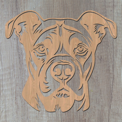 American Pitbull Laser SVG Cut File, American Pitbull DXF - HappyDesignStudio - 002