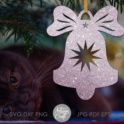 聖誕鐘聲 svg，雷射切割文件，單線設計 - Artisan Craft - 003