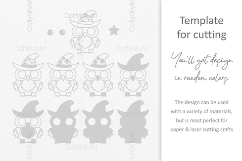 Cute Kawaii Owl in Hat with Stars, 3D layered SVG DXF PNG Cute Kawaii Owl in Hat with Stars, 3D layered SVG DXF PNG - CraftyKittyArt - 001